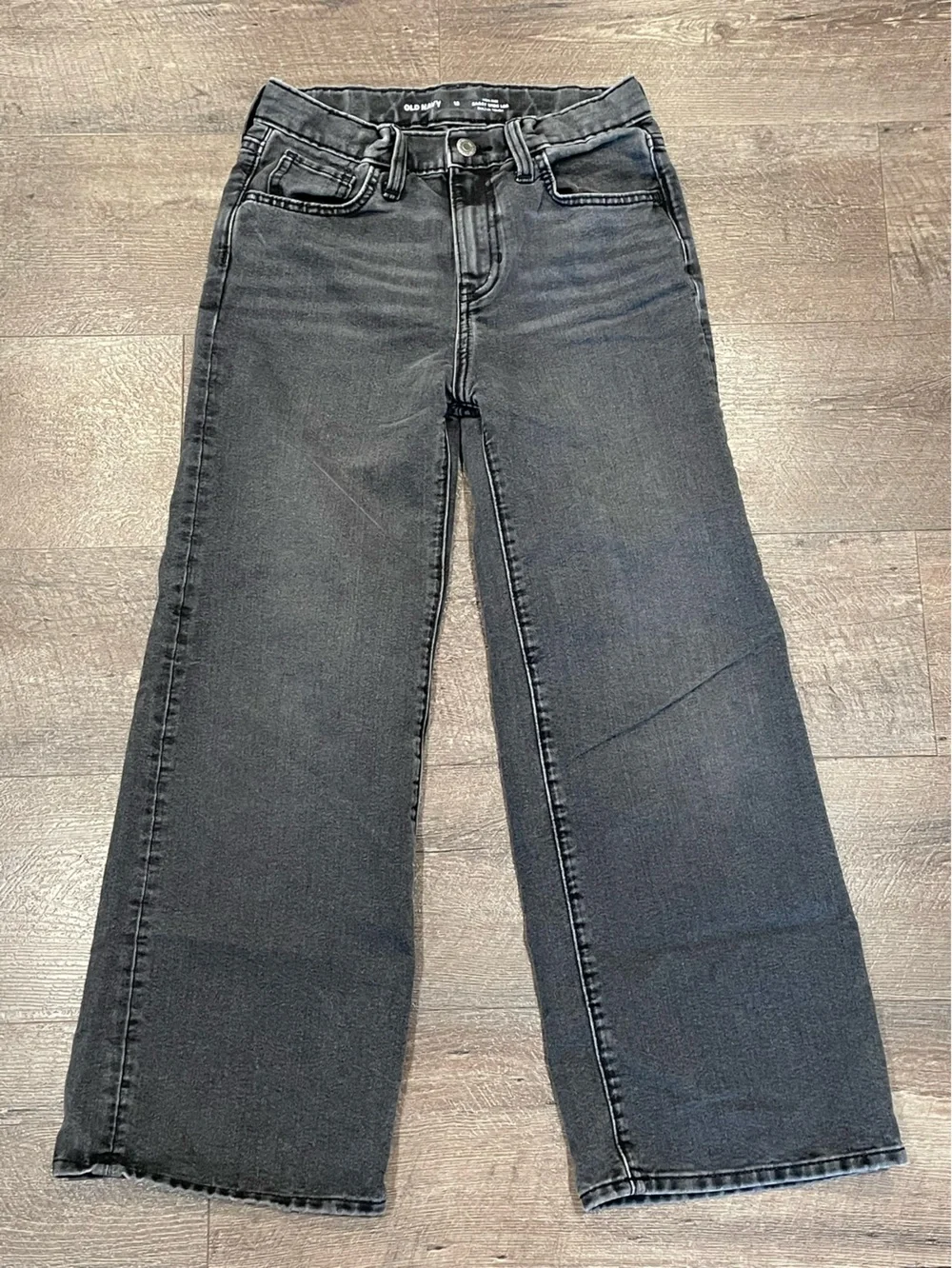 Old Navy Girl’s High-Rise Baggy Wide Leg Jeans in Washed Black Size 12